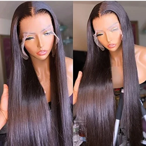 26inch Black Long Straight Lace Front Wig